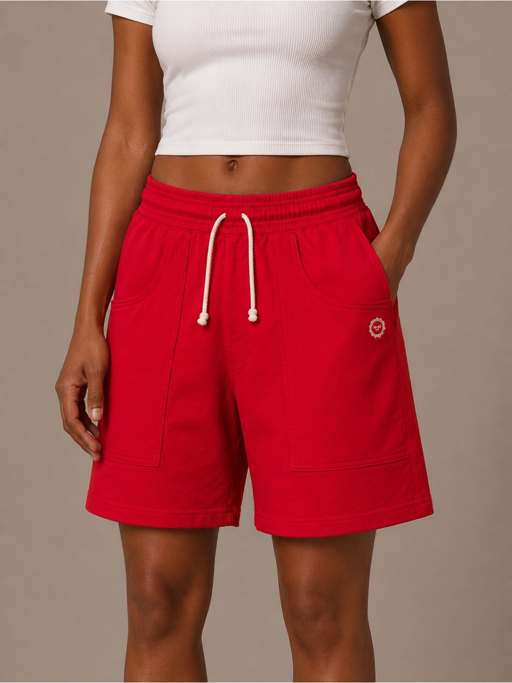 Big Bud Press Red Drawstring Athletic Shorts, Size M